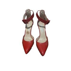 Madden Girl Red Heels Pointed Toe Stiletto Shoes Ankle Strap Size: 7.5